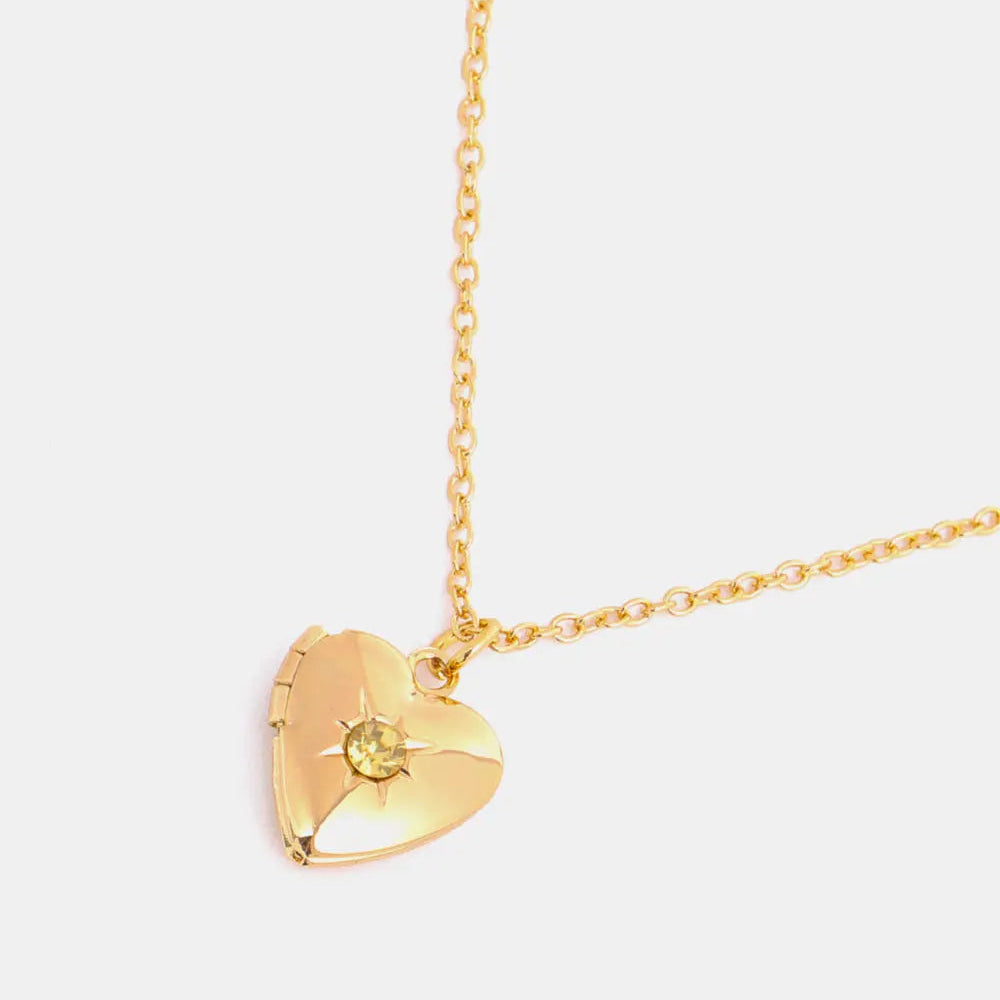 Zircon Heart Shape 14K Gold-Plated Pendant Necklace Trendsi