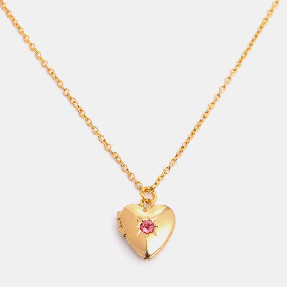 Zircon Heart Shape 14K Gold-Plated Pendant Necklace Trendsi