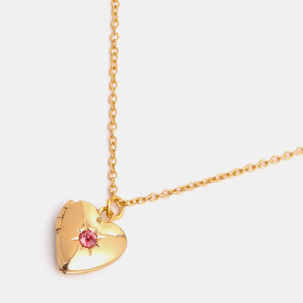 Zircon Heart Shape 14K Gold-Plated Pendant Necklace Trendsi