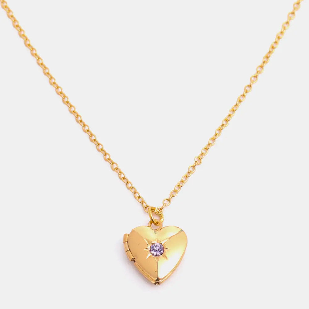 Zircon Heart Shape 14K Gold-Plated Pendant Necklace Trendsi