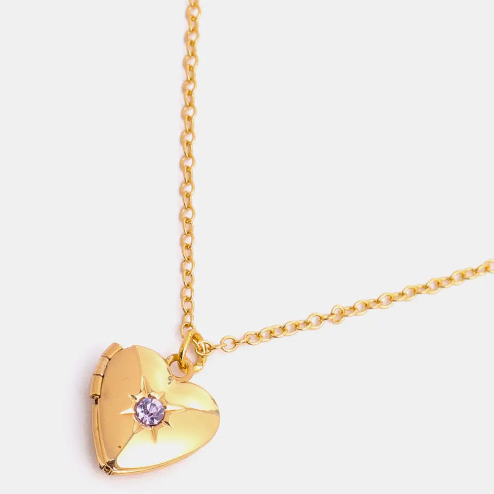 Zircon Heart Shape 14K Gold-Plated Pendant Necklace Trendsi
